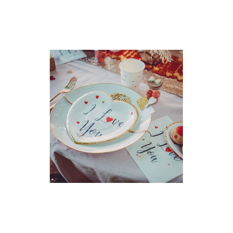 pinces coeur bois blanc paillettes or