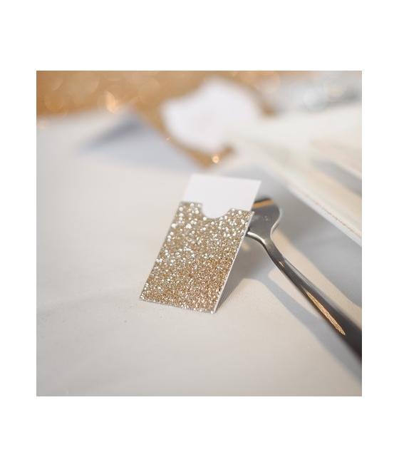 10 pochettes paillettes champagne et cartonnette blanche