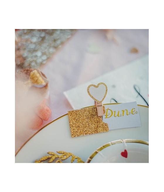 pochettes paillettes or et cartonnette blanche