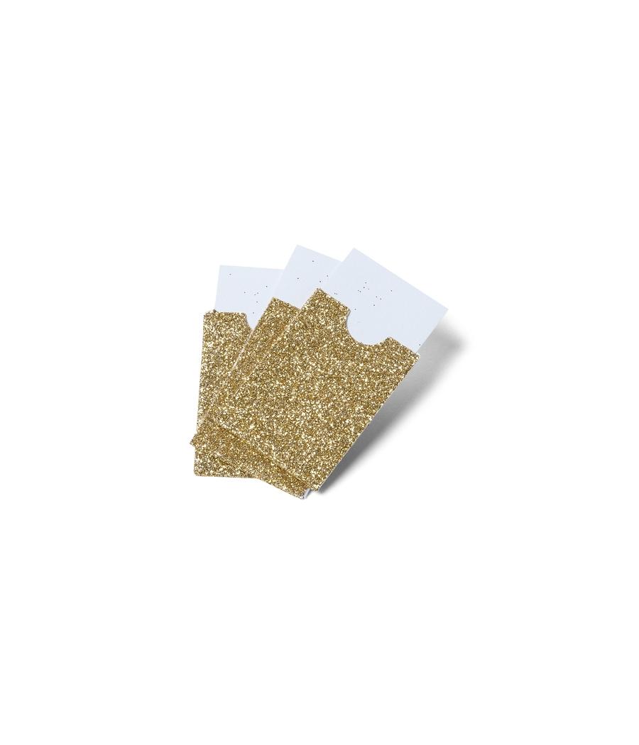 pochettes paillettes or et cartonnette blanche