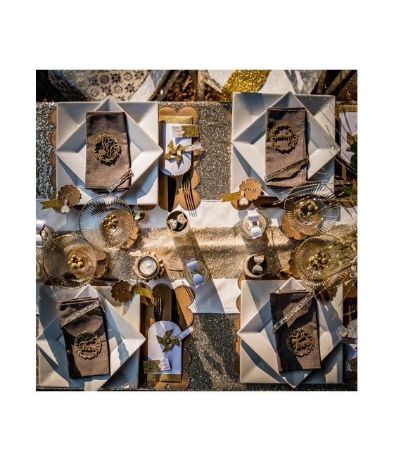 couronnes amour bois paillettes or