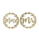 couronnes Mme et Mr bois paillettes or