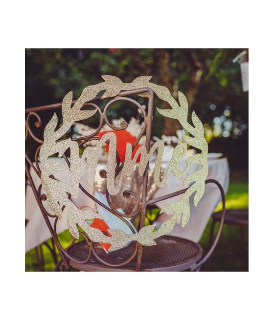 couronnes Mme et Mr bois paillettes or