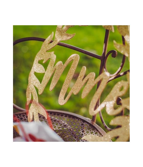 couronnes Mme et Mr bois paillettes or