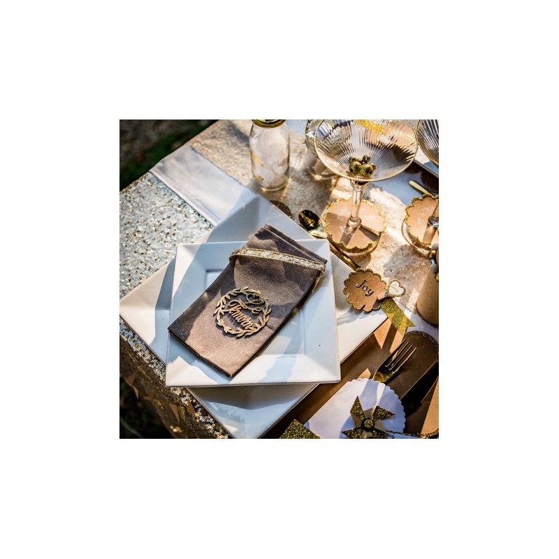 fanions perfores papier paillettes or