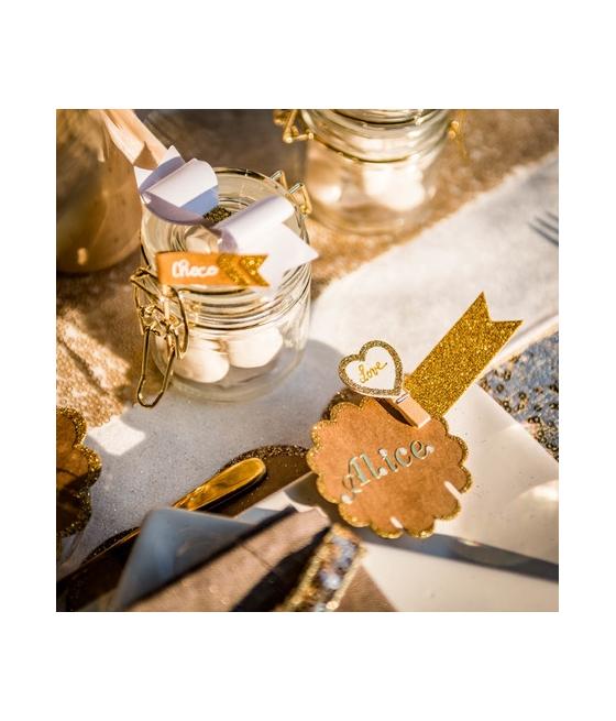 fanions perfores papier paillettes or