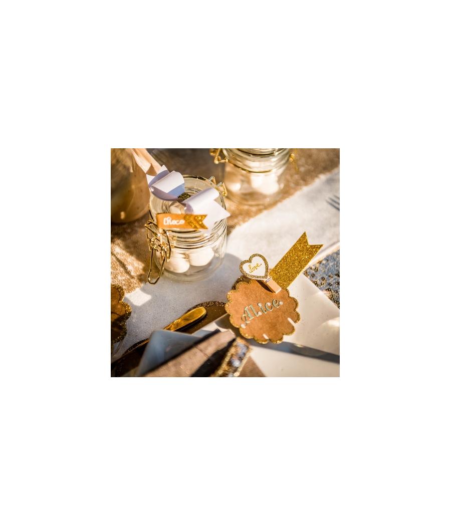 fanions perfores papier paillettes or