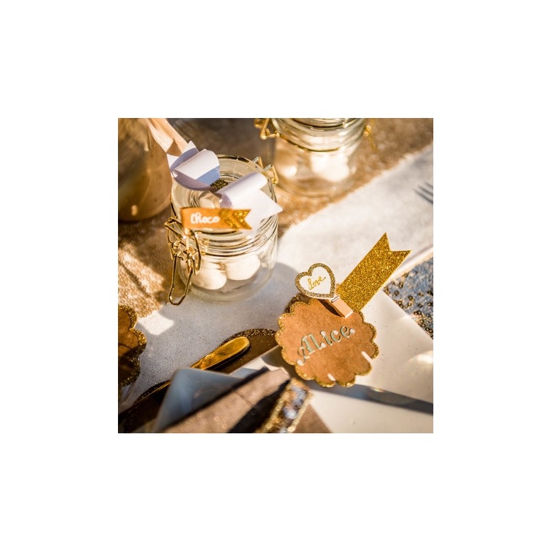 fanions perfores papier paillettes or