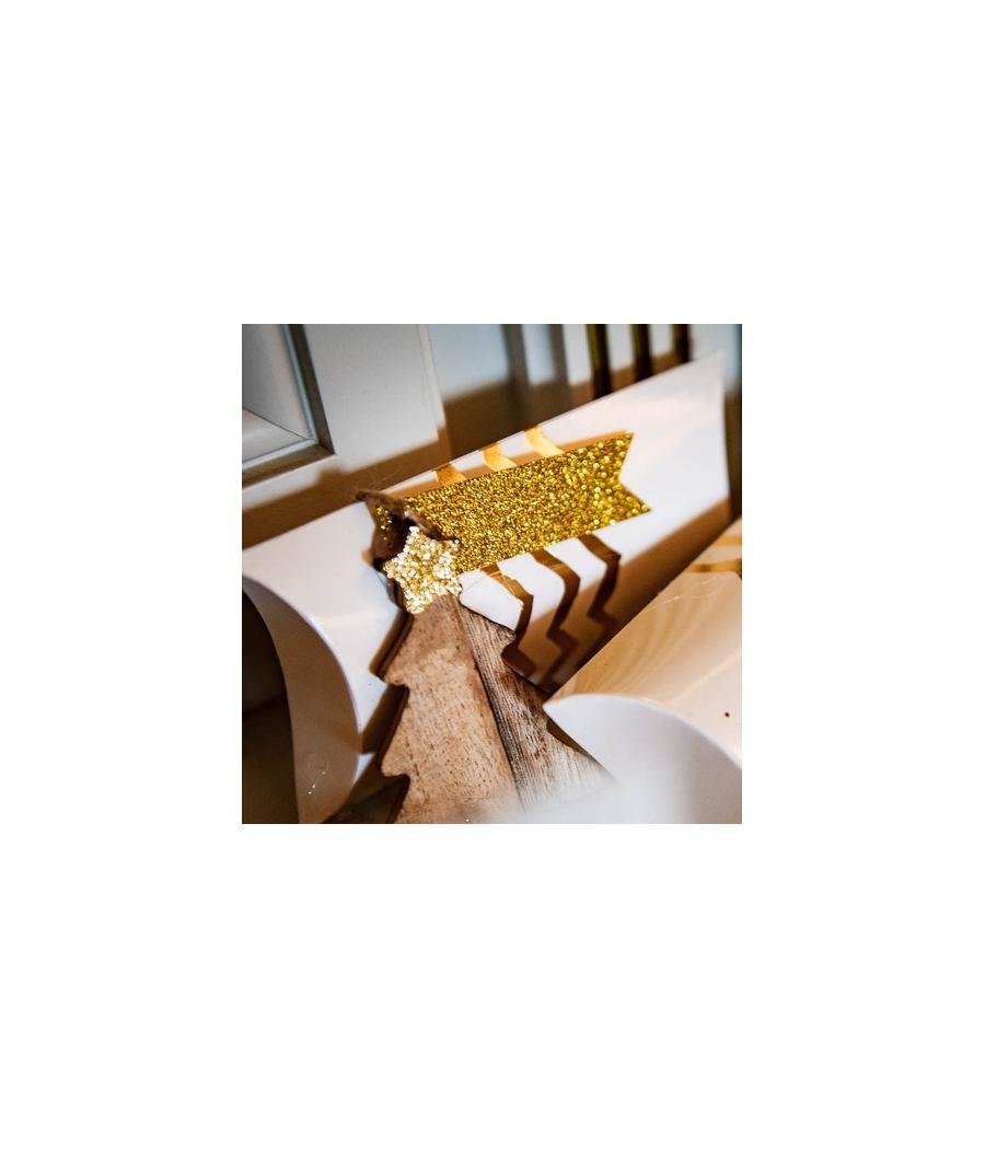 fanions perfores papier paillettes or