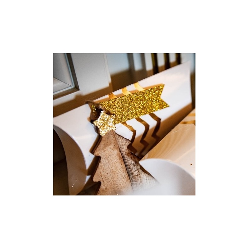 fanions perfores papier paillettes or