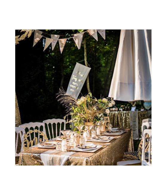 papillon marque places papier blanc paillettes champagne