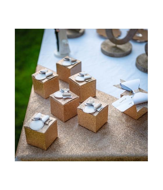 papillon marque places papier blanc paillettes champagne