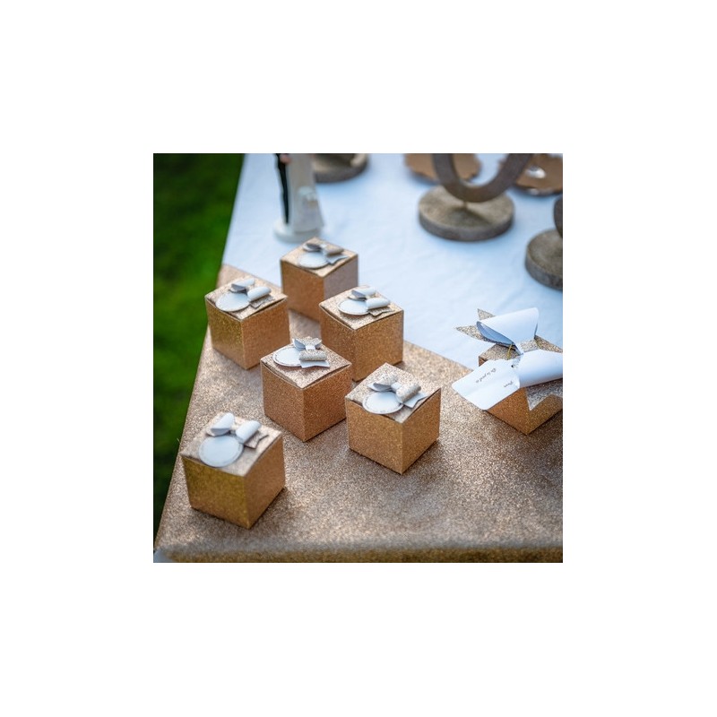 papillon marque places papier blanc paillettes champagne