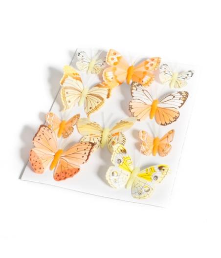 PAPILLONS SUR TIGE DREGRADE DE JAUNE ORANGE