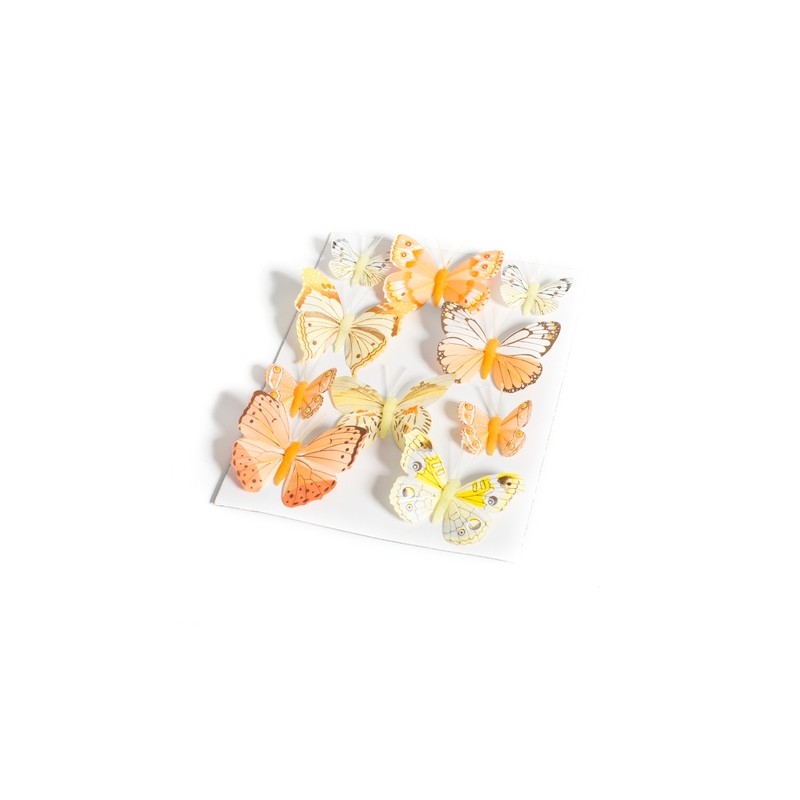 PAPILLONS SUR TIGE DREGRADE DE JAUNE ORANGE