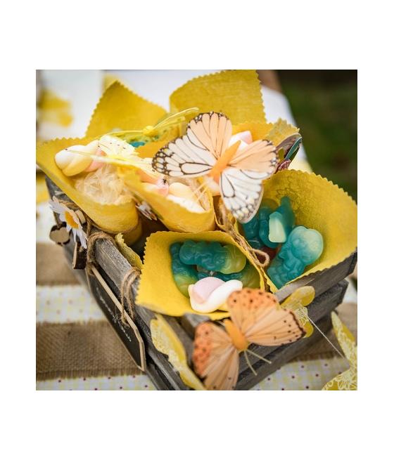 PAPILLONS SUR TIGE DREGRADE DE JAUNE ORANGE