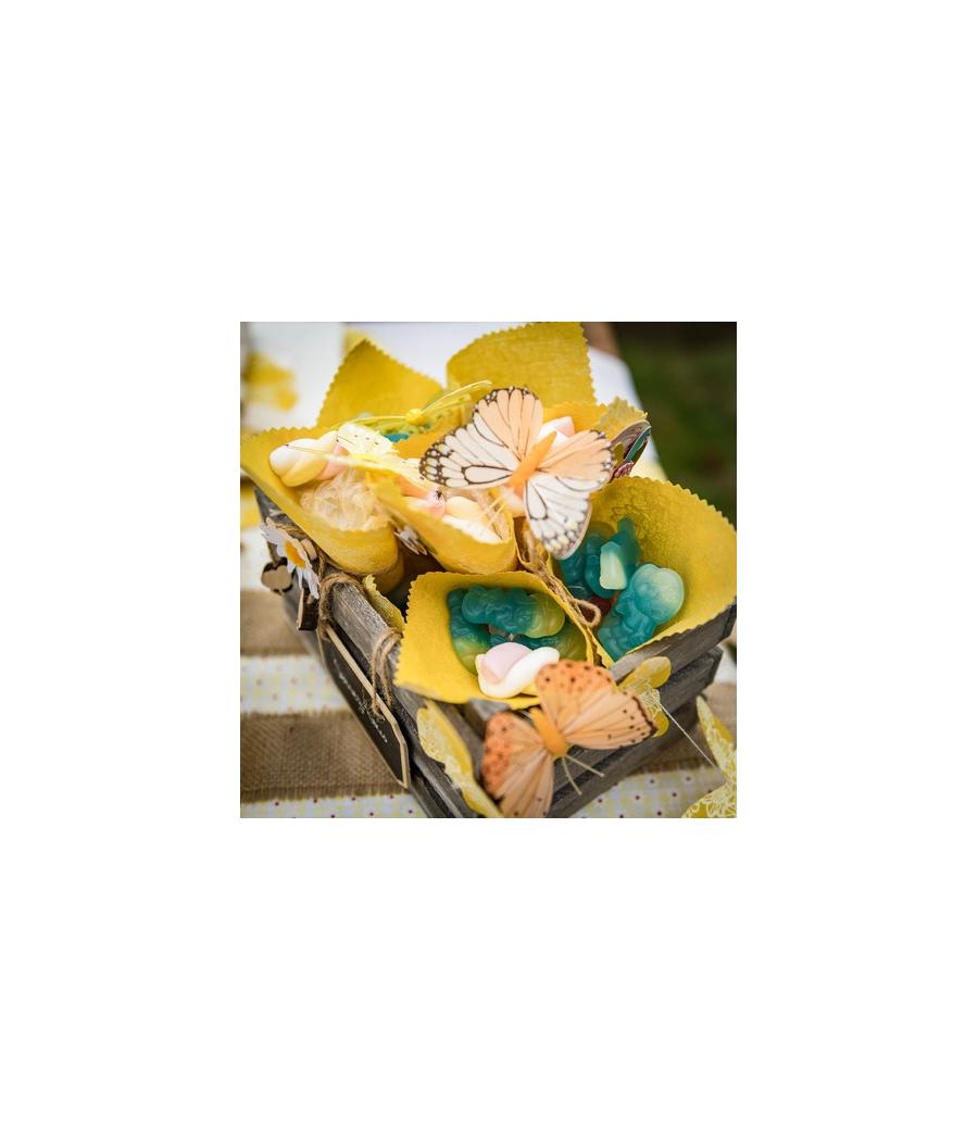 PAPILLONS SUR TIGE DREGRADE DE JAUNE ORANGE