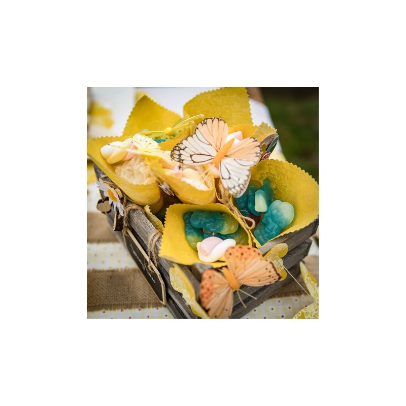 PAPILLONS SUR TIGE DREGRADE DE JAUNE ORANGE