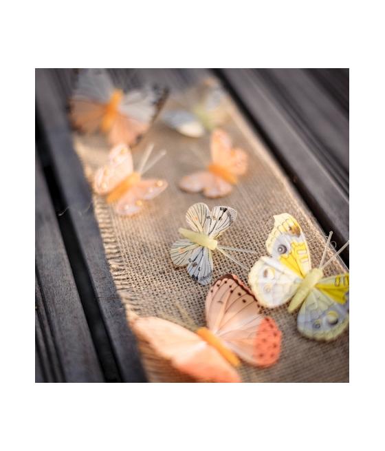 PAPILLONS SUR TIGE DREGRADE DE JAUNE ORANGE