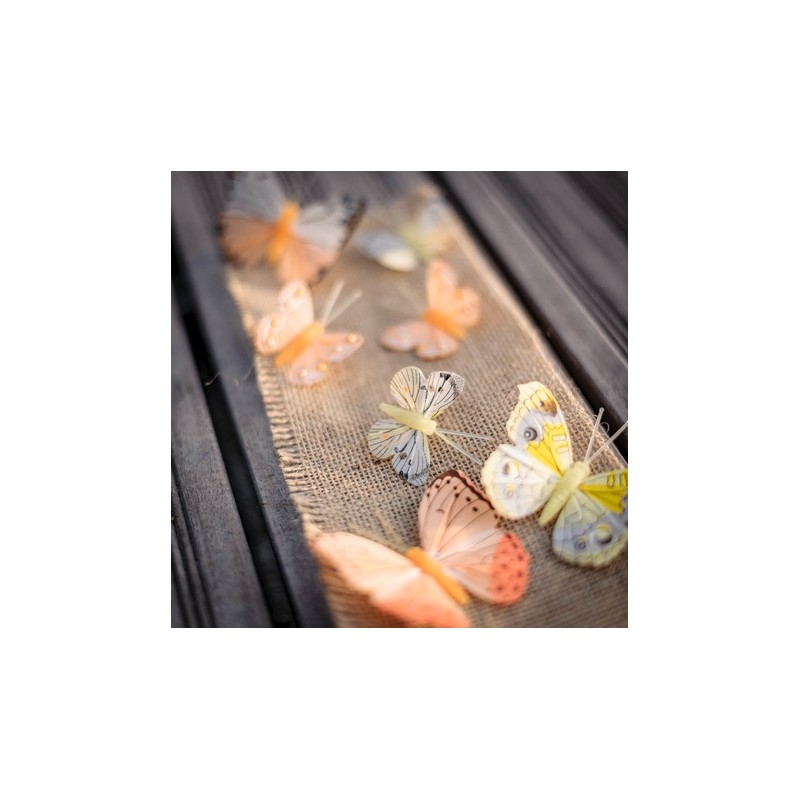 PAPILLONS SUR TIGE DREGRADE DE JAUNE ORANGE
