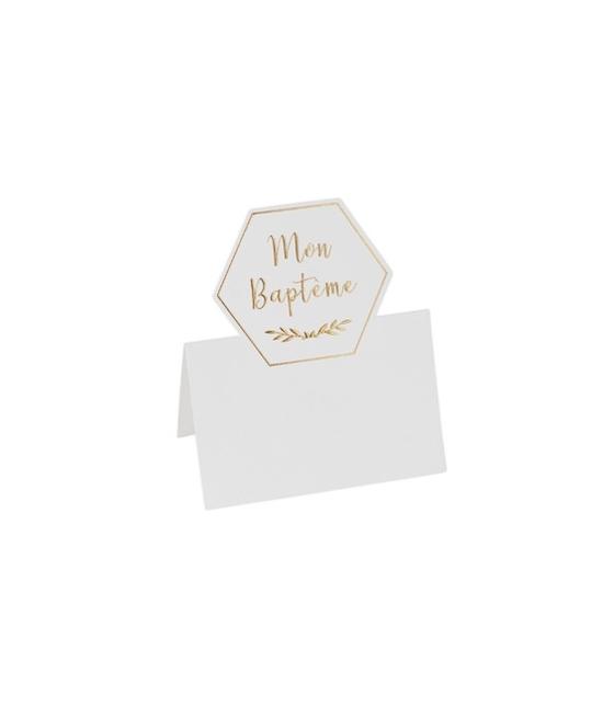 marque-places baptême papier texture embosse or