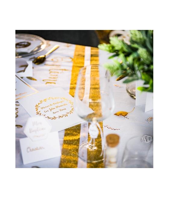 marque-places baptême papier texture embosse or