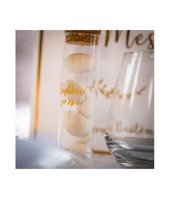 Tube a essai baptême verre or