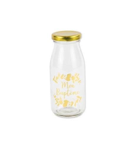 Bouteille Candy bar baptême verre floque or