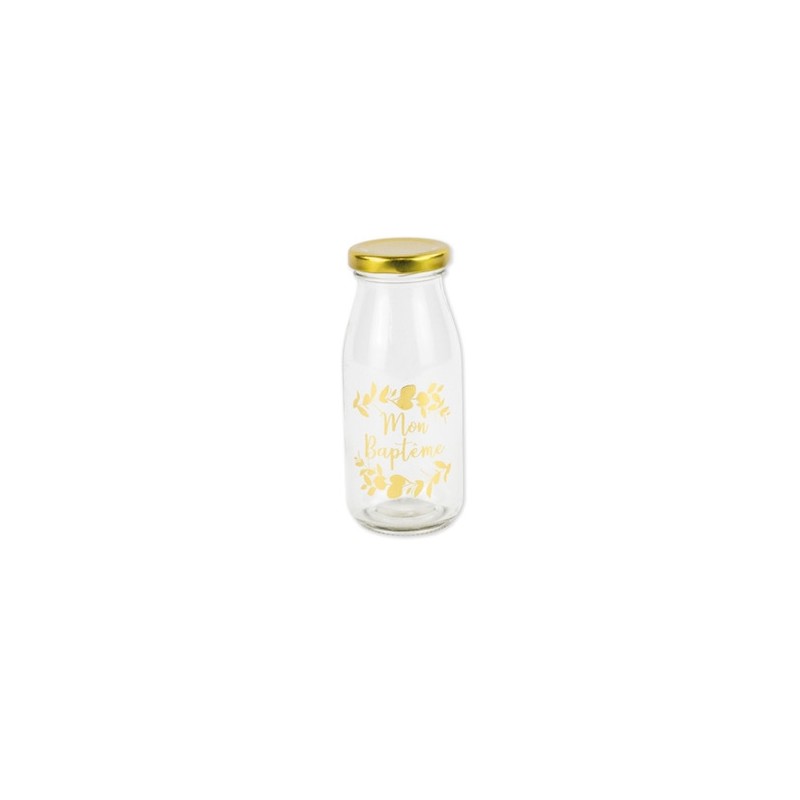 Bouteille Candy bar baptême verre floque or