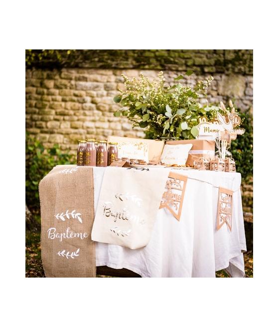 Bouteille Candy bar baptême verre floque or