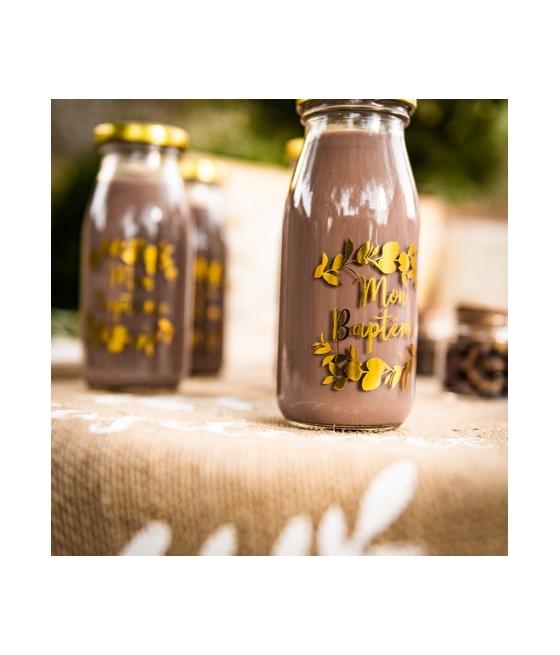 Bouteille Candy bar baptême verre floque or