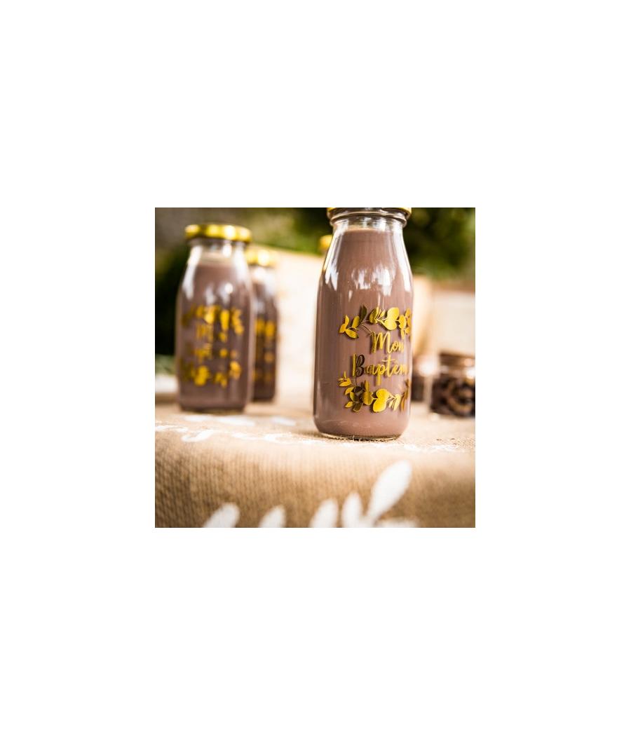 Bouteille Candy bar baptême verre floque or
