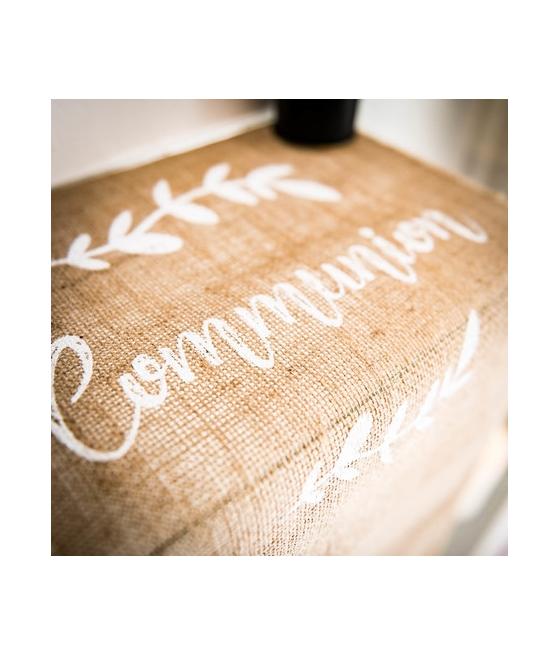 Chemin de table communion jute floquee blanc