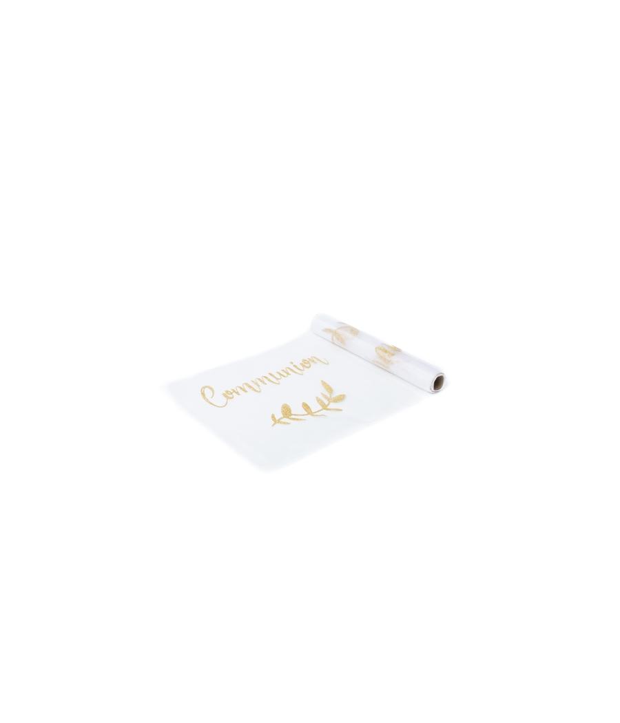 Chemin de table en organza pailleté or