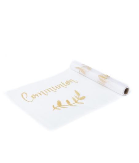 Chemin de table en organza pailleté or