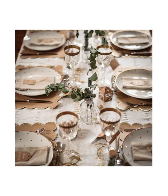 Chemin de table en organza pailleté or