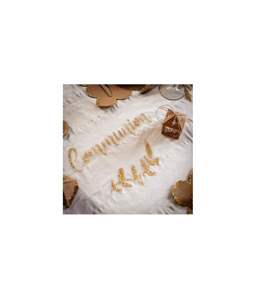 Chemin de table en organza pailleté or