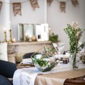 Chemin de table communion Lin floqué champagne