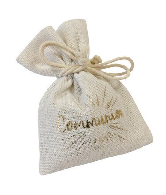 4 Sachets à dragées en toile avec impression dorée