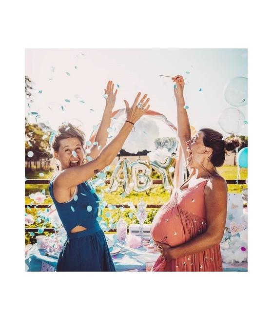 Ballon Géant noir fille ou Garçon Confettis bleus 60 cm