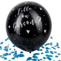 Ballon Géant noir fille ou Garçon Confettis bleus 60 cm
