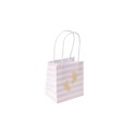 6 sacs empreintes de pieds rayé rose et dorure Or