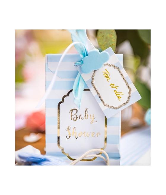 10 pochettes baby shower bleu