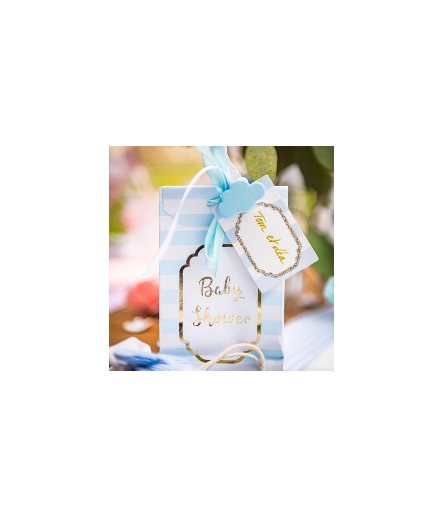 10 pochettes baby shower bleu