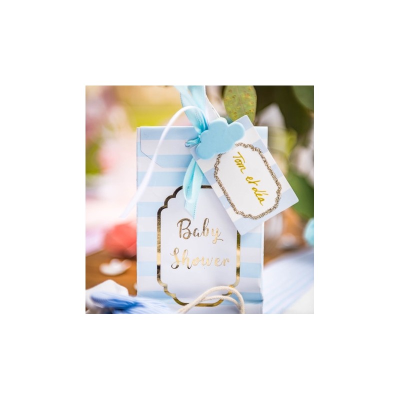 10 pochettes baby shower bleu