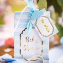 10 pochettes baby shower bleu