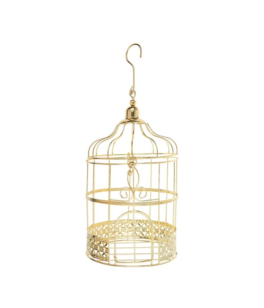 Petite tirelire cage métal Dorée
