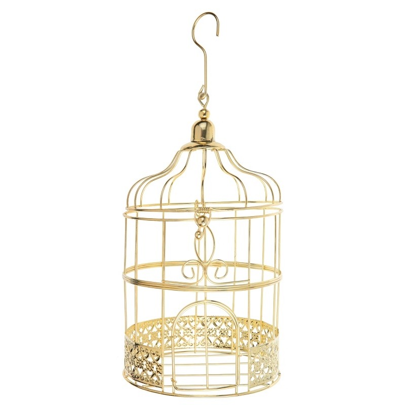 Petite tirelire cage métal Dorée