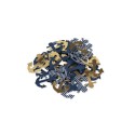 100 confettis ancres marine, blanc et or