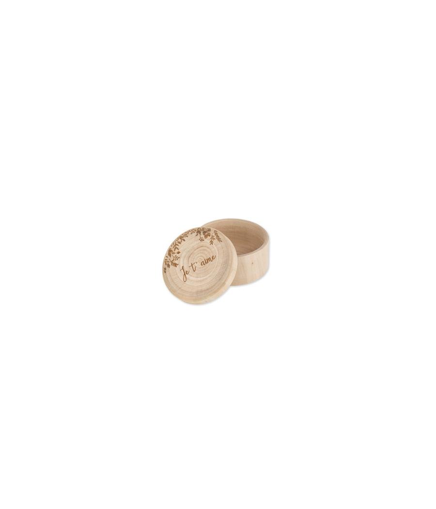 Boite alliance ronde en bois "je t'aime"